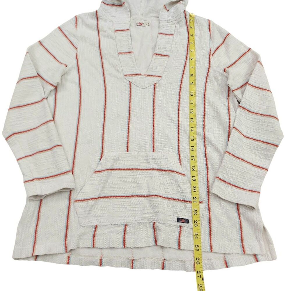 Faherty Baja Hoodie Womens Small White Striped Cotton V-Neck  Top Nautical Beach - Picture 10 of 11